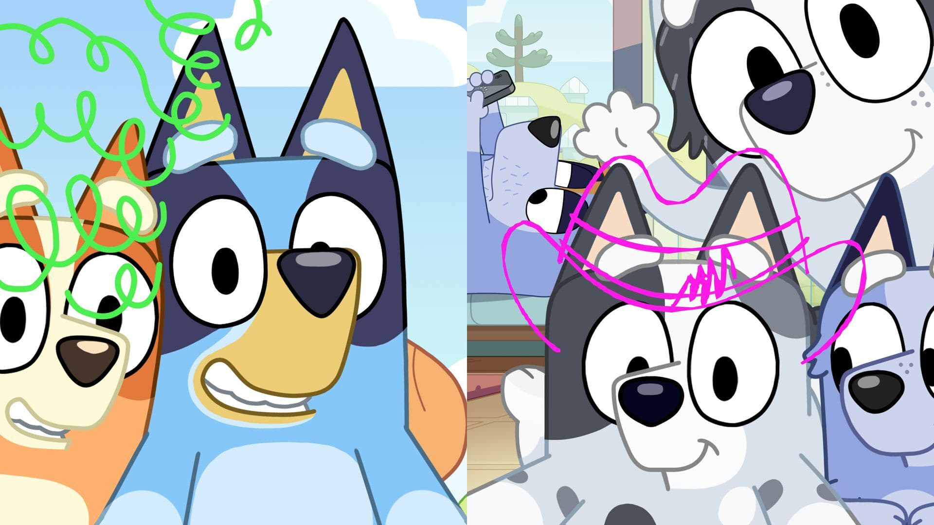 Still from Bluey episode Faceytalk