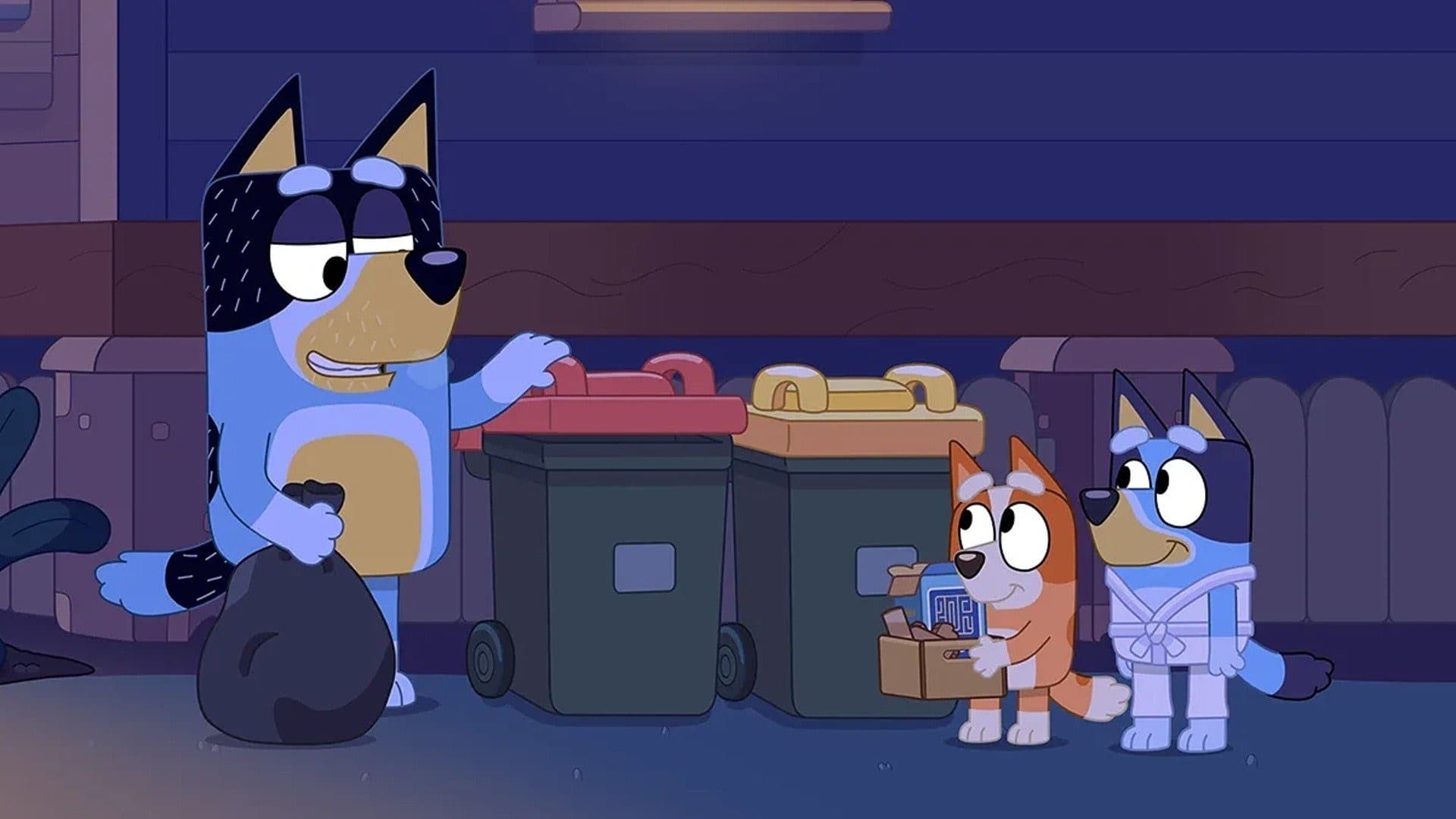 Still from Bluey episode Bin Night